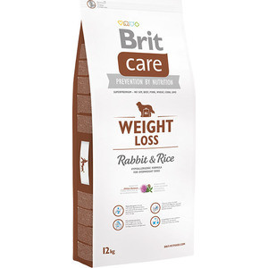 Сухой корм Brit Care Weight Loss Rabbit&Rice гипоаллергенный с кроликом и рисом для собак с избыточным