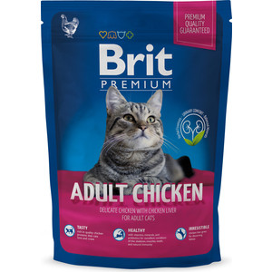 Сухой корм Brit Premium Cat Adult Chicken с мясом курицы и куриной печенью для взрослых кошек