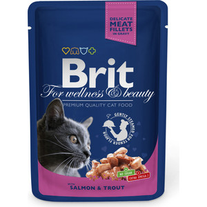 Паучи Brit Premium Cat Salmon&Trout с лососем и форелью для кошек