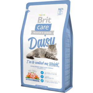 Сухой корм Brit Care Cat Daisy гипоаллергенный с индейкой и рисом для кошек с избыточным