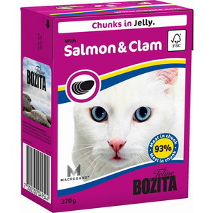 Консервы BOZITA Chunks in Jelly with Salmon&Clam кусочки в желе с лососеми и мидиями для кошек