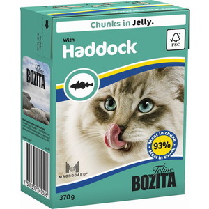Консервы BOZITA Chunks in Jelly with Haddock кусочки в желе с пикшей для кошек