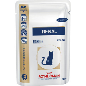 Паучи Royal Canin Renal Feline with Chicken диета с курицей при хронической почечной недостаточности для кошек