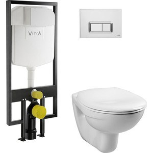 Комплект Vitra Normus унитаз с сиденьем микролифт + инсталляция + кнопка хром (9773B003-7200)