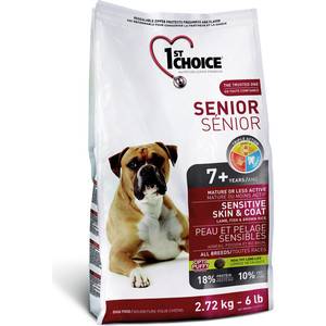 Корм сухой 1st Choice "Senior" для пожилых собак с чувствительной кожей и шерстью с ягненком рыбой и рисом