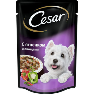 Паучи Cesar аппетитные блюда с ягненок и овощами для собак всех пород 100г (10109427)