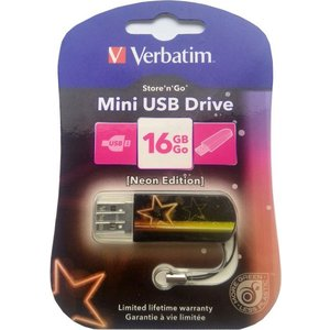 Флешка USB VERBATIM Mini Neon Edition 16Гб USB2.0 (49394)