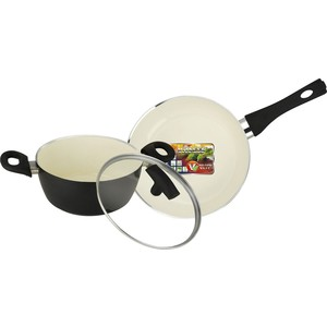 Набор кухонной посуды c внутренним керамическим покрытием Vitesse «Black–and–White» VS-2900