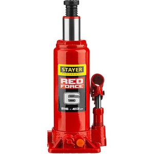 Домкрат гидравлический бутылочный Stayer 6т, Red Force (43160-6-z01)