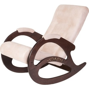Кресло-качалка Мебелик Тенария 1 замша бежевый, каркас темно-коричневый