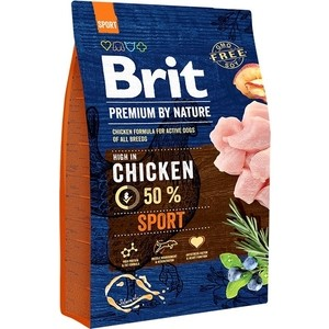 Сухой корм Brit Premium by Nature Sport Hight in Chicken с курицей для активных собак всех пород 3кг (526666)