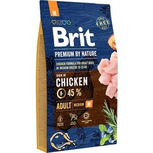 Сухой корм Brit Premium by Nature Adult M Hight in Chicken с курицей для взрослых собак средних пород