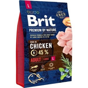 Сухой корм Brit Premium by Nature Adult L Hight in Chicken с курицей для взрослых собак крупных пород 3кг (526444)