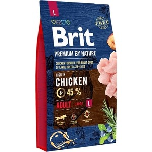 Сухой корм Brit Premium by Nature Adult L Hight in Chicken с курицей для взрослых собак крупных пород 8кг (526451)