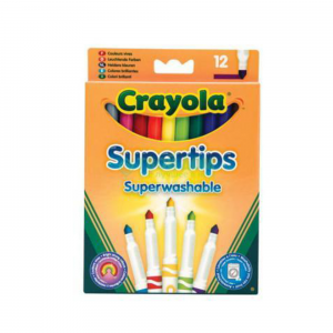 Фломастеры Crayola, тонкие смываемые Super Tips 12 цв. 7509