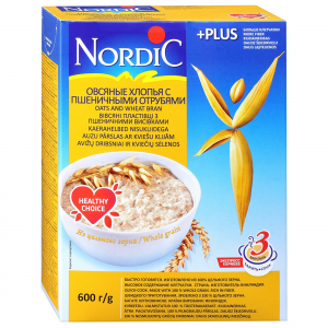 Хлопья Nordic овсяные с пшеничными отрубями 600 г