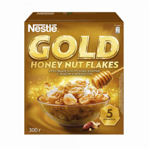 Хлопья кукурузные Nestle Gold мёд и орешки