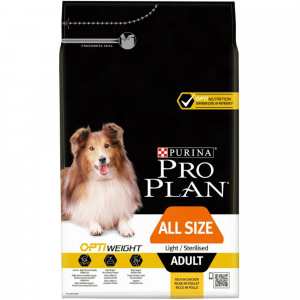 Корм для собак PRO PLAN Optiweight All Size с избыточным весом или стерилизованных, курица, рис, 3 кг