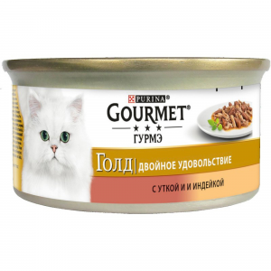 Корм для кошек GOURMET Gold Двойное удовольствие Утка и индейка 85г