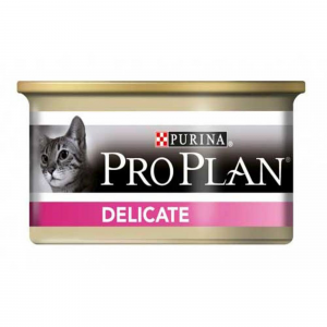 Корм для кошек PRO PLAN Delicate для взрослых кошек с чувствительным пищеварением, паштет с индейкой 85г