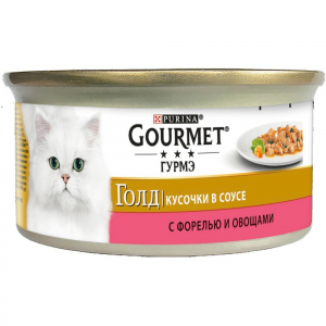 Корм для кошек GOURMET Gold Форель и овощи кусочки в соусе