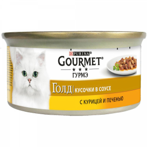 Корм для кошек GOURMET Gold Курица и печень кусочки в соусе