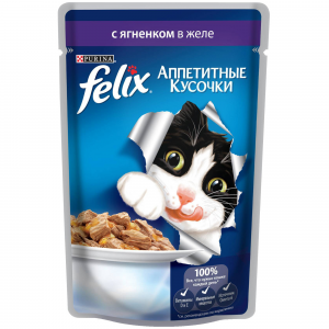 Корм для кошек FELIX с ягненком в желе