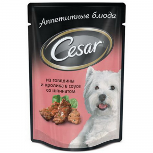 Корм для собак Cesar говядина и кролик в соусе со шпинатом