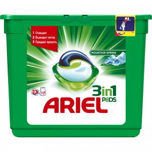 Капсулы для стирки Ariel Pods 3 в 1 Горный родник 23 шт