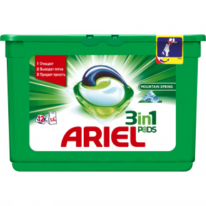 Капсулы для стирки Ariel Pods 3 в 1 Горный родник 12 шт