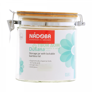 Ёмкость для сыпучих продуктов Nadoba с крышкой из бамбука с замком 0,8 л Dusana (741612)