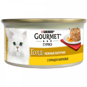 Корм для кошек GOURMET Gold Нежные биточки Курица и морковь 85г