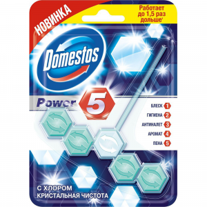 Туалетный блок Domestos Power 5 Кристальная чистота