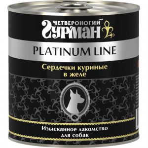 Корм для собак Четвероногий Гурман Platinum Line, сердечки куриные в желе