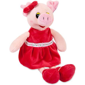Мягкая игрушка ABtoys Свинка в красном платье 16 см