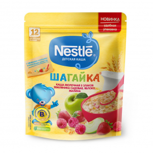 Каша Nestle Молочная Шагайка 5 злаков Малина Яблоко Земляника