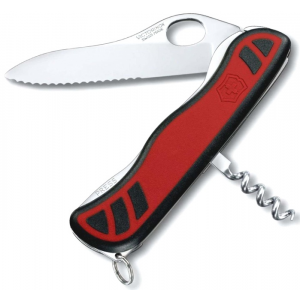 0.8321.MWC Нож victorinox sentinel one hand, 111 мм, 3 функции, с фиксатором лезвия, красный с черными вставками Victorinox