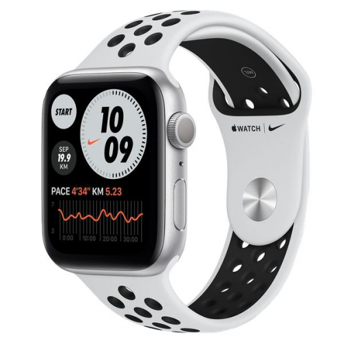 Apple Watch Series 6 GPS 44mm Silver Aluminum Case with Pure Platinum/Black Nike Sport Band MG293