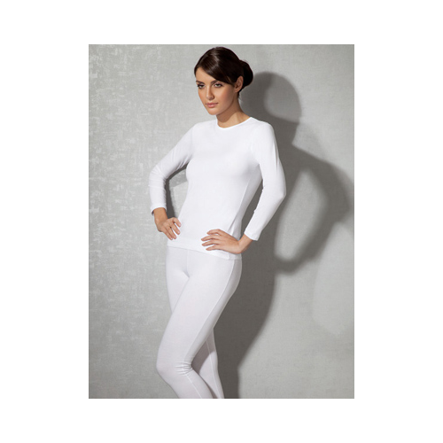 Женская термо-футболка с длинным рукавом и округлым вырезом на основе инновационного эвкалиптового волокна Viloft белого цвета Doreanse 8570