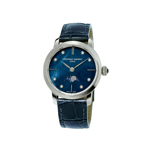 Швейцарские наручные женские часы Frederique Constant FC-206MPND1S6. Коллекция Slim Line Moonphase