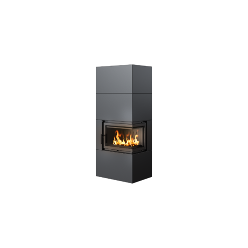 Каминокомплект Kratki Simple Box с топкой BS, правый угол, черный или белый