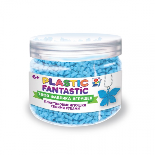 Игровые наборы 1toy T20218 Plastic Fantastic Гранулированный пластик в баночке 95 г, (голубой с аксессуарами)