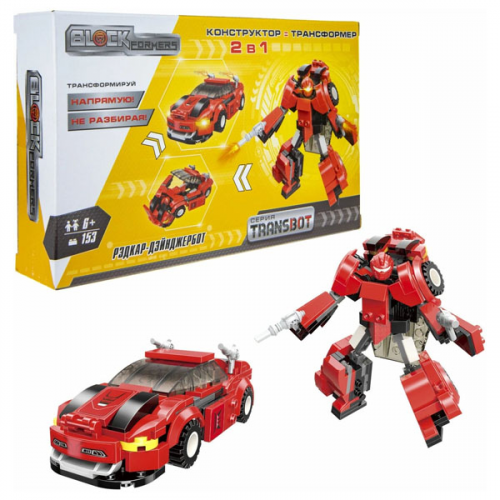Трансформер 1toy Blockformers Transbot T19875 Конструктор "Рэдкар-Дэйнжербот"
