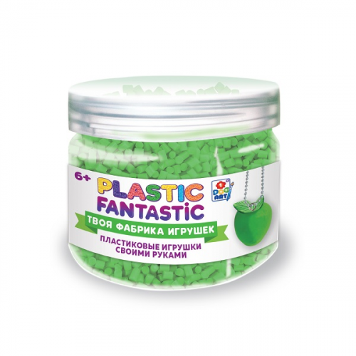 Наборы для творчества 1toy T20219 Plastic Fantastic Гранулированный пластик в баночке 95 г, (зеленый с аксессуарами)