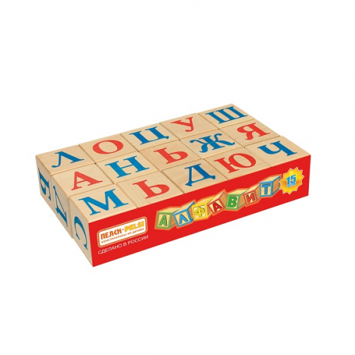Деревянные игрушки Pelsi i669 Кубики "Алфавит", 15 шт