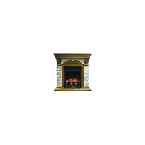 Электрокамин (очаг+портал) Royal flame Dublin арочный сланец белый с очагом Fobos (Дуб)