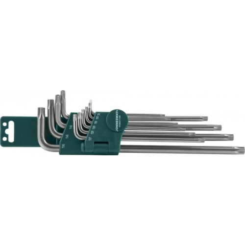 Комплект угловых ключей Jonnesway H08S110S TORX с центрированным штифтом Extra Long Т9-Т50 10 предметов