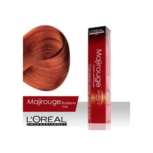 L'Oreal Professionnel, Крем-краска для волос Majirouge, 50 мл (7 оттенков) 7.45 блондин медный красное дерево