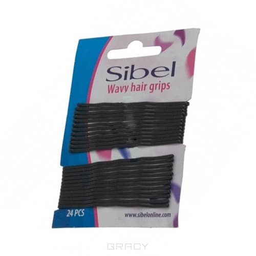 Sibel, Невидимки гладкие 50 мм, 24 шт./уп. (3 цвета), 24 шт./уп. Цвет: черный