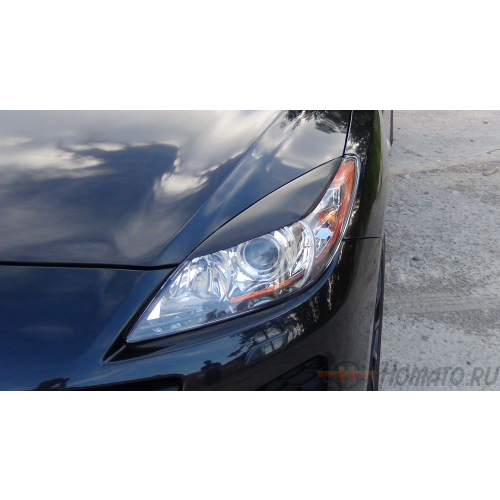 Накладки на передние фары (реснички) для Mazda 3 BL 2010-2013 | глянец (под покраску)